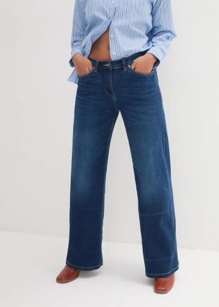 Bonprix Weite Jeans BONPRIX, Damen, Gr. 38, N-Gr, blau (blau denim), Obermaterial: 95% Baumwolle, 4% Polyester, 1% Elasthan, loose fit, Jeans Weite Jeans, Loo