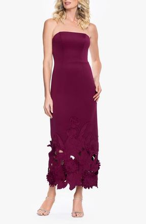 Betsy & Adam Laser Cut Strapless Scuba Gown in Wine at Nordstrom, Size 4