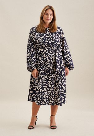 Seidensticker Sommerkleid SEIDENSTICKER Schwarze Rose, Damen, Gr. 4XL48, Normalgr&ouml;ssen, blau (dunkelblau), 100% Viskose, animal-print, regular fit, Kleider Sommerkl