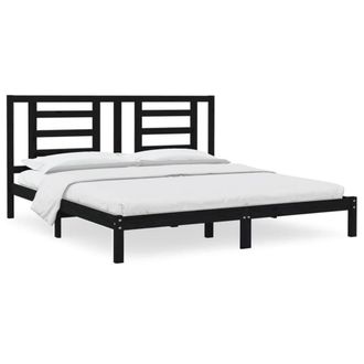 Berkfield Home Bed Frame Black Solid Wood Pine 200x200 cm