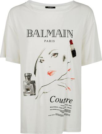 Balmain Balmain Beauty Print Embroidery Patches T-Shirt
