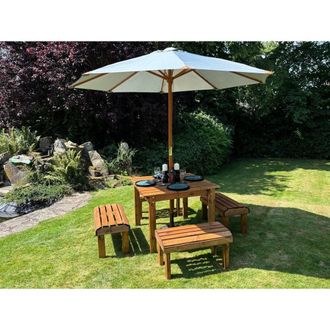 Charles Taylor Trading Four Seater Garden Furniture Table Set - L160xW170xH80 cm in Light Brown