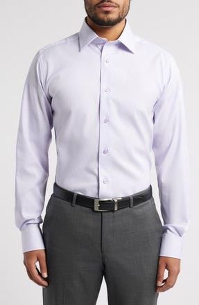 David Donahue Trim Fit Check Cotton Dress Shirt in Lilac at Nordstrom Rack, Size 17.5 - 34/35