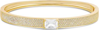 SHYMI Pav&eacute; Bangle with Center Stone -.925 Sterling Silver, 14K Gold-Plated, Rhodium Plated Cubic Zirconia, Extender, Day to Night