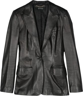 Gucci 2000s single-breasted leather blazer - women - Leather/Cupro - 38 - Black