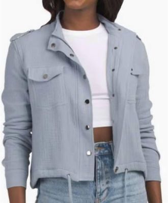 Elan Cropped Crepe Jacket In Blue
