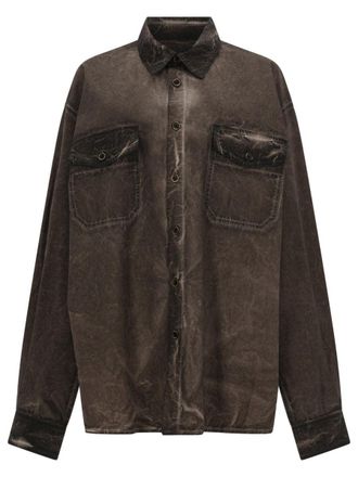 Uma Wang Neutrals Tavis Distressed Flap Pockets Cotton Shirt