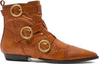 Maliparmi buckle-detail snakeskin boots - women - Calf Leather/Calf Leather/Snakeskin/Rubber - 40 - Brown