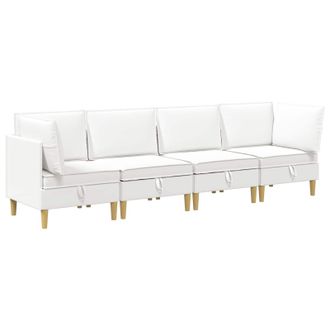 vidaXL Juego De Sof&aacute; Modular Con Almacenamiento 4 Pcs Blanco Tela Vidaxl