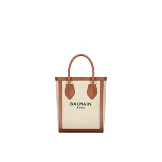 Balmain Brown Cotton Tote Womens Bag