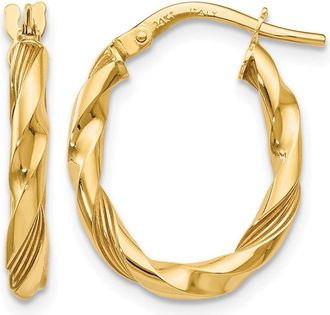 Diamond2Deal 14K Yellow Gold Textured Round Hoop Earrings