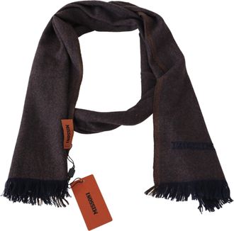 Missoni Mens Brown Cashmere Unisex Neck Wrap Fringes Scarf