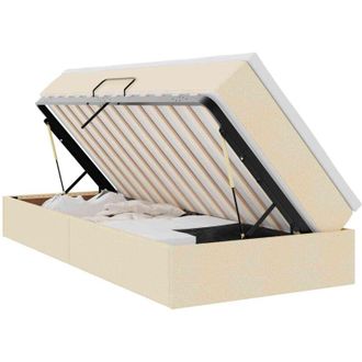 vidaXL Storage Bed with Mattress Cream 90 x 200 cm Polyester vidaXL