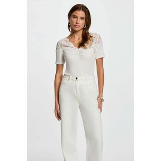 Morgan T-shirt met V-hals en korte mouwen