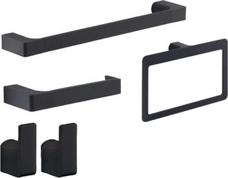Gedy Gedy - Pi991400002 Set 4 Piezas (toallero 35cm, Portarrollo, Percha, Argolla) Negro Mate - Ref: Pi991400002