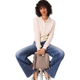 Maje Knit cardigan with removable collar in Ecru at Nordstrom, Size X-Small