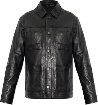 AllSaints Saxon leren jack - Heren - Leren en Su&egrave;de Jassen - Zwart - XS - Leer - Jassen