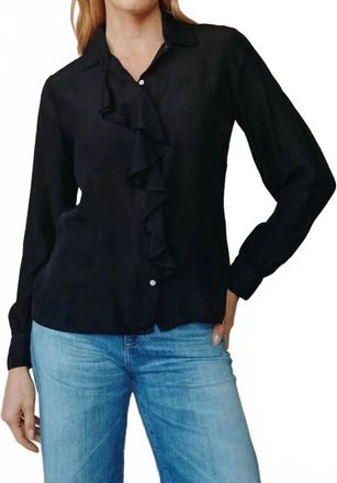 Bella Dahl Ruffle Front Long-Sleeve Shirt In Black
