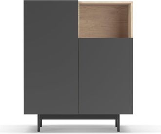 HERDASA Aparador 1 hueco de melamina roble y grafito patas grafito 110x90x34cm