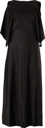 Balenciaga midi-jurk met open schouders in zwart cupro