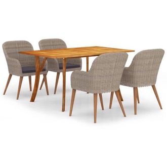 vidaXL Juego De Comedor Para Jard&iacute;n 5 Piezas Marr&oacute;n Vidaxl