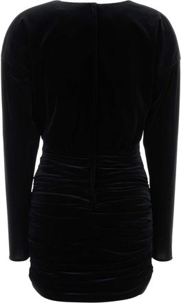 Dolce & Gabbana Womens Drappeggio Dress Black Polyester Rubber