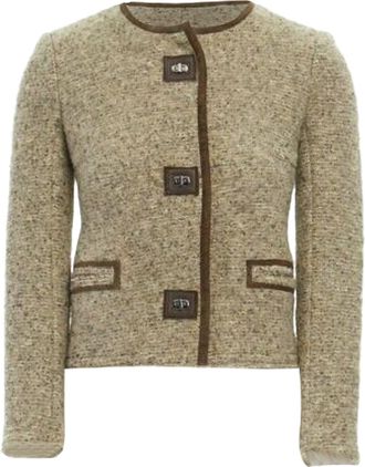 Isabel Marant Kios wool boucle suede twist lock jacket