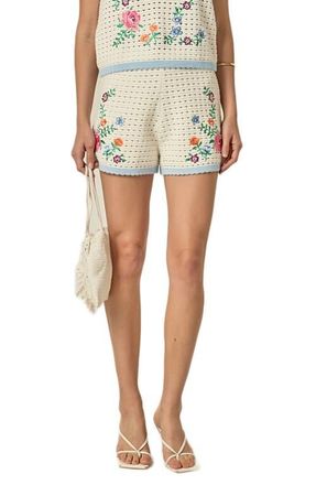 English Factory Embroidered Cotton Crochet Shorts in Off White at Nordstrom, Size X-Small