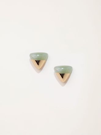 Fat Face FatFace Triangle Stone Stud Earrings in Green