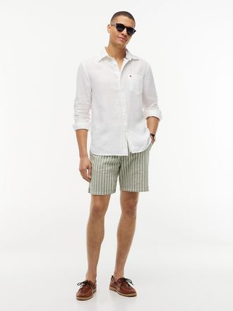 Tommy Hilfiger Mens Striped Cotton-Linen Blend 7 Short - Desert Olive - XXXL