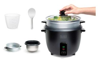 Black+Decker Black&decker - Olla Arrocera De 1,8l Y 700w Con Cesta De Vapor Negra - Bxrc1800e - Black+decker