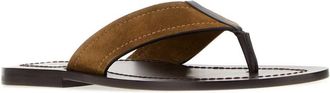 The Row Mens Biscuit Suede Dan Thong Slippers Cigare Flat Shoes