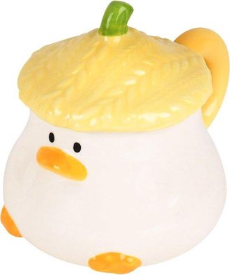 OEM Pieza, Taza De Caf&eacute; De Cer&aacute;mica Con Patito, 350 Ml Con Tapa Texturizada, Taza De T&eacute; Cer&aacute;mica Personaje Dibujos Animados, 7,8911,5 Cm, Amarillo