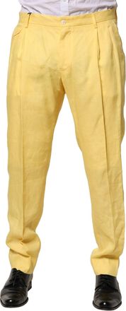 Dolce & Gabbana Yellow Flax Tapered Dress Men Mens Pants