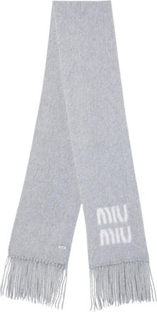 Miu Miu Wol en Mohair Sjaal - Dames - Accessoires - Grijs - Maat: ONE Size Wol