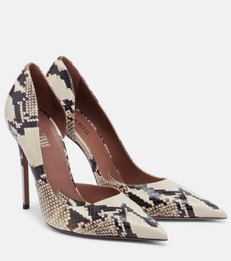 PARIS TEXAS Vera snake-effect leather pumps