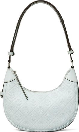 Tory Burch T-Monogram Embossed Crescent Shoulder Bag in Ice Blue at Nordstrom