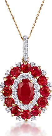 The Diamond Store 1.50ct Ruby Asteria Collection Diamond Halo Pendant Necklace 18K Gold