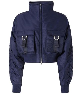 Pinko Cropped Utility Jacket with High Collar and Flap Pockets