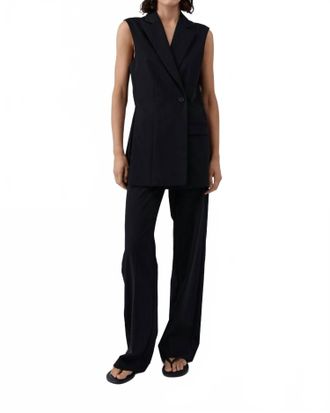 St.Agni Wool Sleeveless Split Blazer In Black
