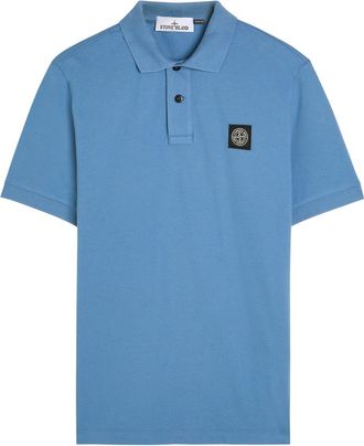 Stone Island Logo Piqué Stretch-cotton Polo Shirt - Blue - XL
