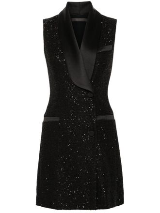 Max Mara Abito smanicato con paillettes - Nero