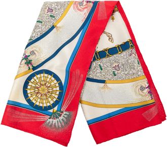 Herm&egrave;s Pre-owned Womens Feux D Artifice Silk Scarf 90 - White Textile - One Size