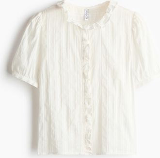 H&M Baumwollbluse mit Volants - White