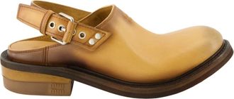 Miu Miu Schoenen, Dames, Bruin, 39 EU, Leer, Foule Leren Mules