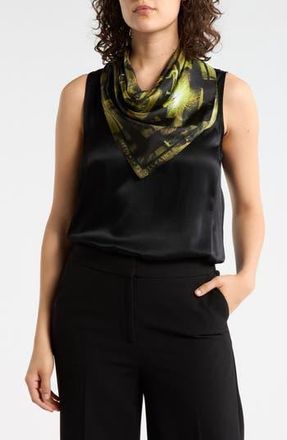 AllSaints Monica Iris Silk Square Scarf in Bright Green at Nordstrom Rack
