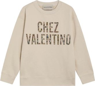 Valentino Garavani Jersey Sweatshirt - Dames - Sweatshirts - Beige - S - Katoen - Hoodies & sweatvesten