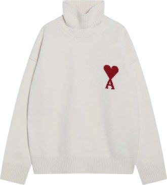 Ami Truien & Vesten, Heren, Wit, XL, Stijlvolle Sweaters met Dolcevita Design