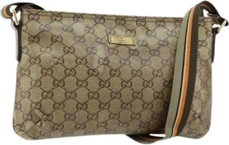 Gucci Pre-owned Cross Body Bags, female, Beige, Size: ONE SIZE Pre-owned Canvas Cross Body Bag
