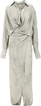Andamane Paloma Maxi Blousejurk - Dames - Shirt Kleedjes - Grijs - S - Katoen - Kleedjes